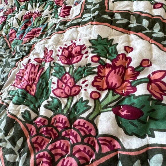 West Elm + Rhode Mushroom Floral Stripe Reversible Cotton Percale Euro Sham - Picture 4 of 8